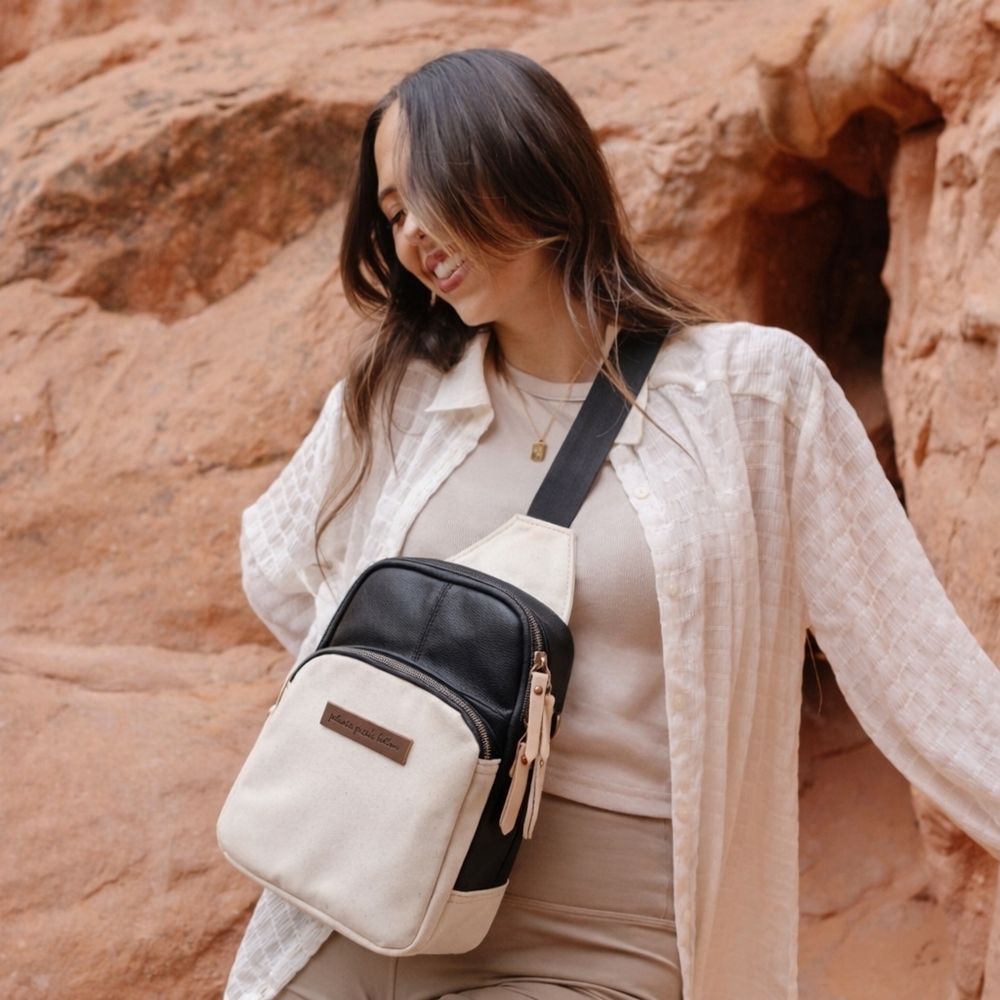 Petunia Pickle Bottom Black and Cream Crossbody Sling